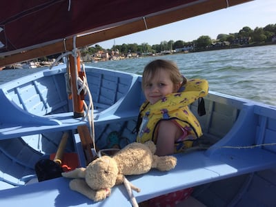 Phoebe goes for her first sail on her boat. Jonathan Gornall