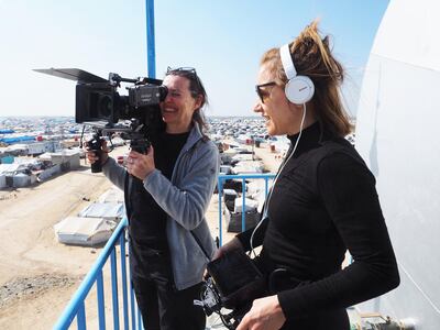 Director Alba Sotorra Clua, right, during the filming of 'The Return: Life After ISIS'. Courtesy Alba Sotorra Productions