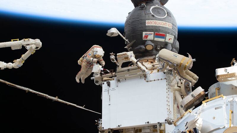 Mr Prokopyev and Mr Petelin carry out a 25-minute spacewalk on November 21, 2022. Photo: Nasa
