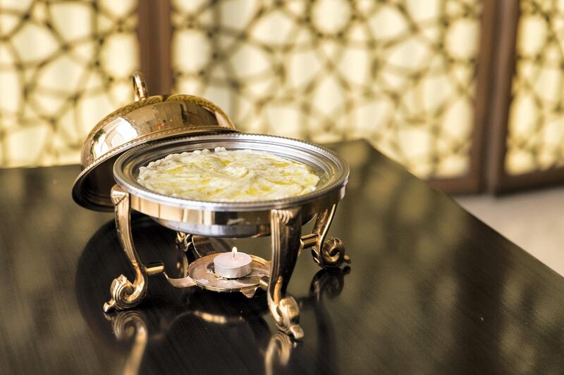 DUBAI, UNITED ARAB EMIRATES - MAY 10, 2018. 

Harees prepared by Executive Chef, Nasser Ibrahim at Seven Sands restaurant in The Beach.

(Photo by Reem Mohammed/The National)

Reporter: 
Section: WK