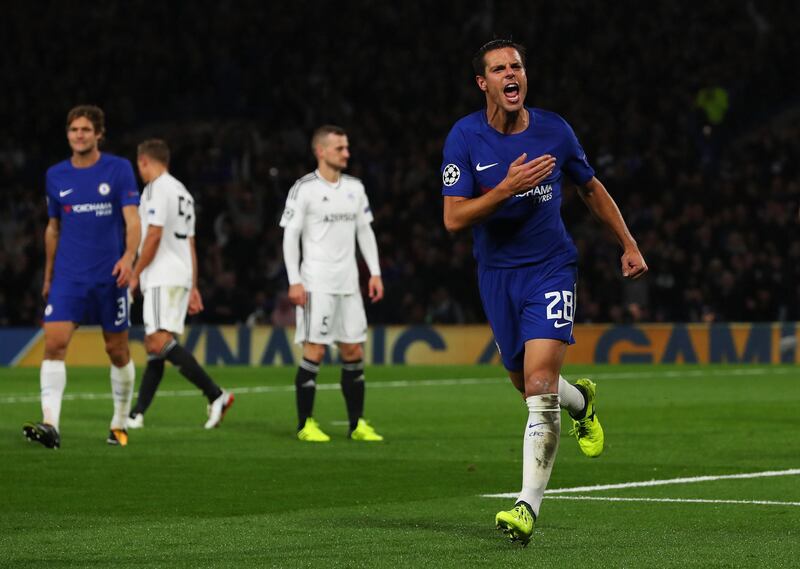 Cesar Azpilicueta celebrates scoring Chelsea's third goal. Richard Heathcote / Getty Images