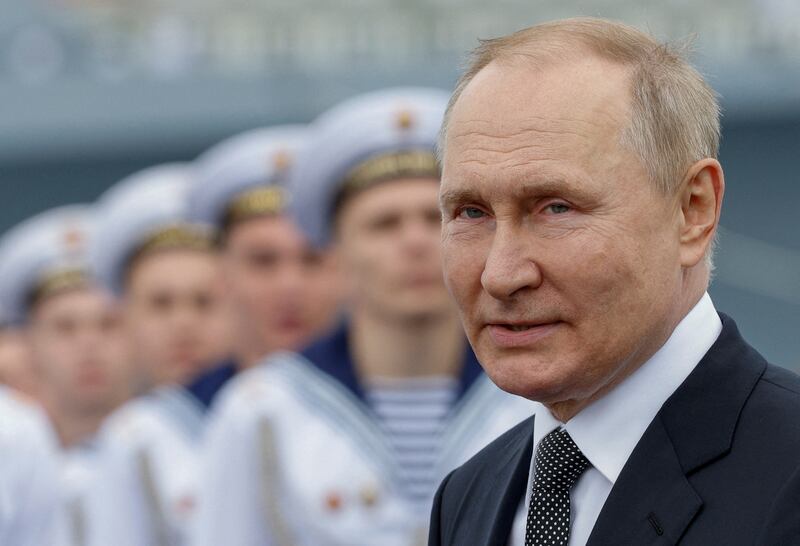 Russia's President Vladimir Putin attends a Navy Day parade in the Baltic Sea port of Saint Petersburg, Russia. Reuters