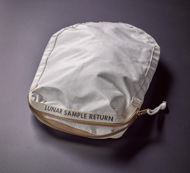 Lot 102
Apollo 11 Contingency Lunar Sample Return Bag 
Used by Neil Armstrong on Apollo 11 to bring back the very first pieces of the moon ever collected – traces of which remain in the bag. The only such relic available for private ownership.
Estimate$2/4 million. Courtesy Sotheby’s
