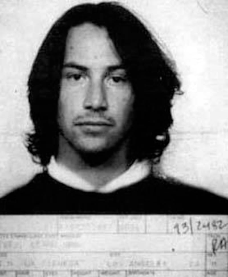 Keanu Reeves following his arrest for driving under the influence in 1993. Getty Images
