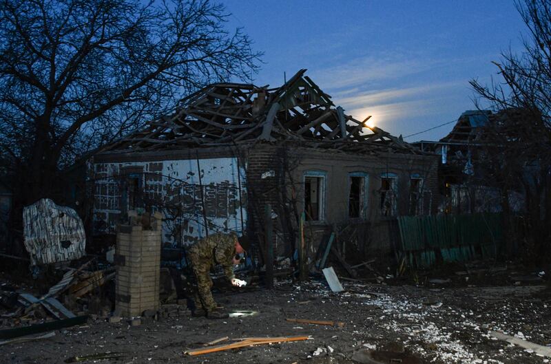 Ukrainian police at the site of recent Russian shelling in Kramatorsk, Ukraine, November  8, 2022.  AP Photo