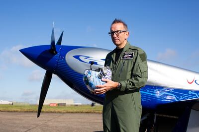 Test pilot Phill O’Dell with the Spirit of Innovation. Mark Chilvers / The National