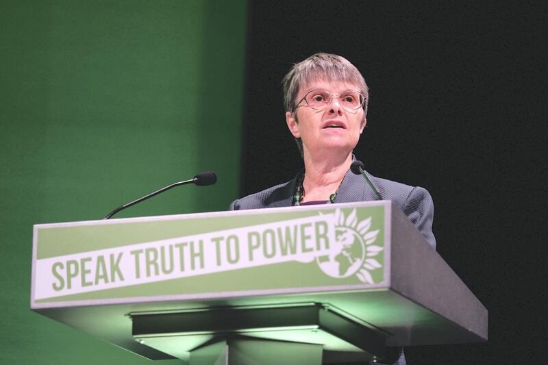 HARROGATE, ENGLAND - OCTOBER 08:  Green Party MEP Molly Scott Cato delivers her speech during the Green Party conference on October 8, 2017 in Harrogate, England. The Green Party ideology combines environmentalism with left-wing economic policies. It also takes a progressive approach to social policies such as civil liberties, animal rights and LGBT rights. The conference lasts four days and is being held at Harrogate International Centre.  (Photo by Ian Forsyth/Getty Images)