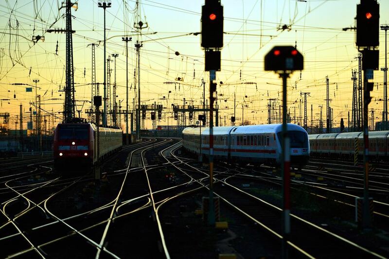 Train tracks at a railway junction in Frankfurt, Germany. Getty Images