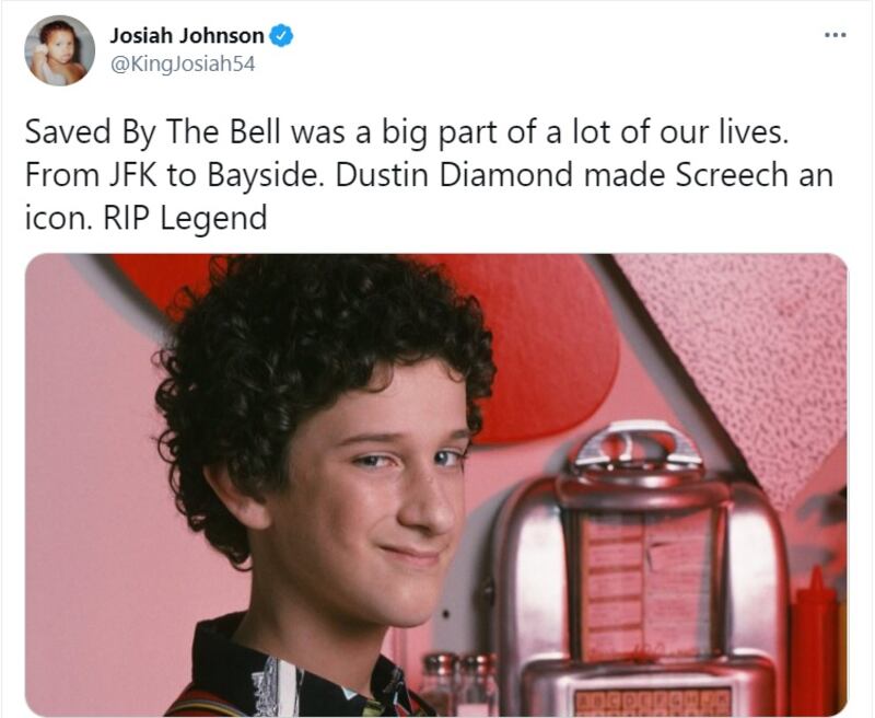 Actor and producer Josiah Johnson summed up how most fans of the popular TV show felt, by saying that Screech and 'Saved By the Bell' was 'a part of our lives'. Instagram