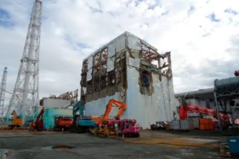 The crippled Fukushima Daiichi nuclear power plant's No.4 reactor building is seen before the removal of debris on the upper side of the unit in Fukushima prefecture, in this handout picture taken on September 22, 2011. The operators of Japan's quake-crippled nuclear power plant looked inside one of the ruined reactors for the first time on Thursday using an endoscope. Tokyo Electric Power Co, which is trying to halt radiation leaks from the Fukushima Daiichi nuclear plant destroyed in the March 11 earthquake and tsunami, said the endoscope, just 8.5 mm in diameter, would give better idea of what's really happening inside. Mandatory credit. Picture taken September 22, 2011. REUTERS/Tokyo Electric Power Co./Handout (JAPAN - Tags: DISASTER BUSINESS ENVIRONMENT) FOR EDITORIAL USE ONLY. NOT FOR SALE FOR MARKETING OR ADVERTISING CAMPAIGNS. THIS IMAGE HAS BEEN SUPPLIED BY A THIRD PARTY. IT IS DISTRIBUTED, EXACTLY AS RECEIVED BY REUTERS, AS A SERVICE TO CLIENTS. MANDATORY CREDIT *** Local Caption ***  TOK007_JAPAN-ENDOSC_0120_11.JPG