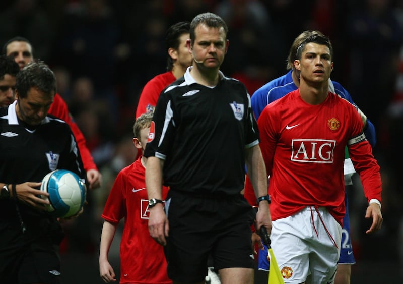 MANCHESTER, UNITED KINGDOM - MARCH 19:  Cristiano Ronaldo of Manchester United c(R) leads out his team as captain prior to the Barclays Premier League match between Manchester United and Bolton Wanderers at Old Trafford on March 19, 2008 in Manchester, England.  (Photo by Alex Livesey/Getty Images)