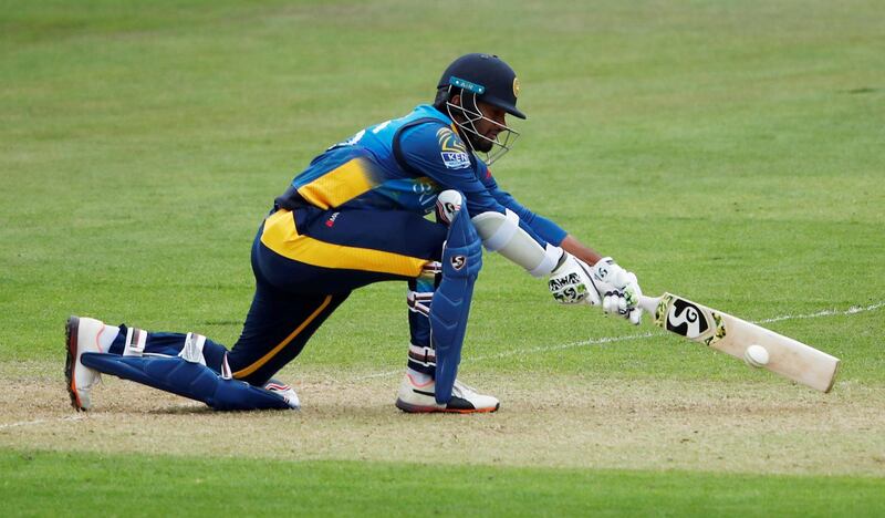 FILE PHOTO: Cricket - ICC Cricket World Cup Warm-Up Match - Sri Lanka v South Africa - Cardiff Wales Stadium, Cardiff, Britain - May 24, 2019   Sri Lanka's Dimuth Karunaratne in action   Action Images via Reuters/Andrew Boyers/File Photo