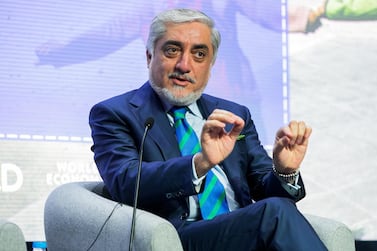 Afghanistan's Chief Executive Abdullah Abdullah speaks at the King Hussein convention centre in Jordan, venue of the World Economic Forum on the Middle East and North Africa 2019. World Economic Forum