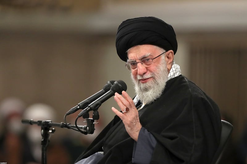 Iranian supreme leader Ayatollah Ali Khamenei speaks during a ceremony in Tehran. EPA