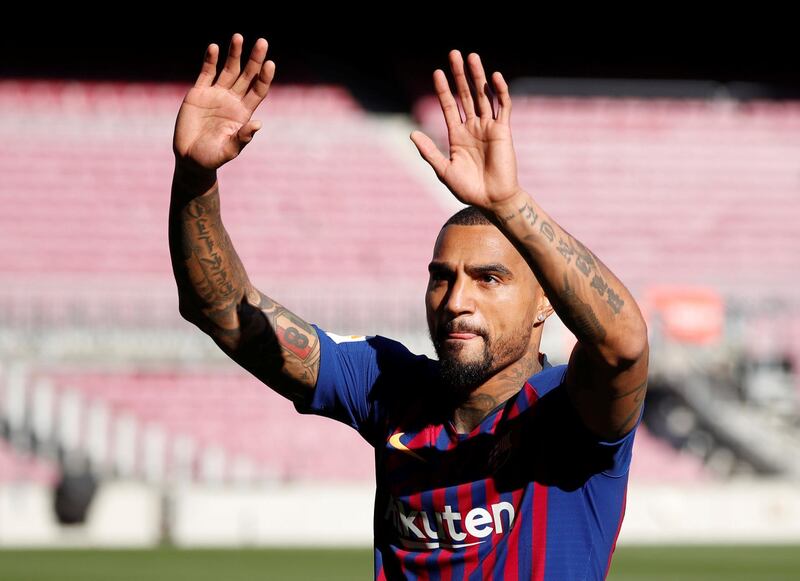 Kevin-Prince Boateng waves to fans. Reuters