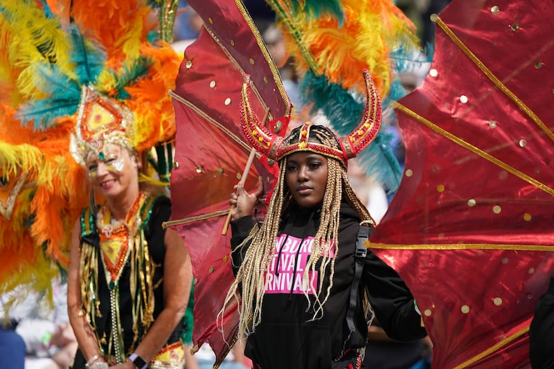 Performers from Edinburgh Festival Carnival entertain the crowds in Princess Street Gardens in Edinburgh, Scotland, during a platinum jubilee event. PA