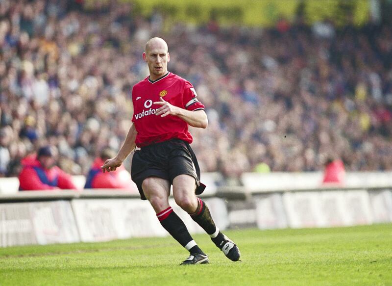 3 Mar 2001:  Jaap Stam of Manchester United in action during the FA Carling Premiership match against Leeds United played at Elland Road, in Leeds, England. The match ended in a 1-1 draw. \ Mandatory Credit: Michael Steele /Allsport