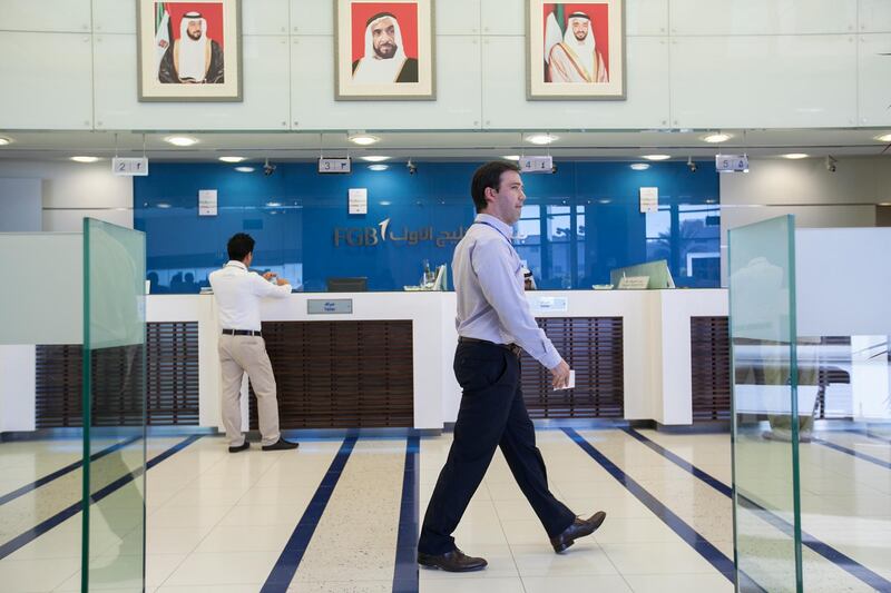 Abu Dhabi, United Arab Emirates. January 26, 2015///

First Gulf Bank (FGB) main branch stock photos. Abu Dhabi, United Arab Emirates. Mona Al Marzooqi/ The National 

Section: Business  *** Local Caption ***  150126-MM-FGBstock-016.JPG