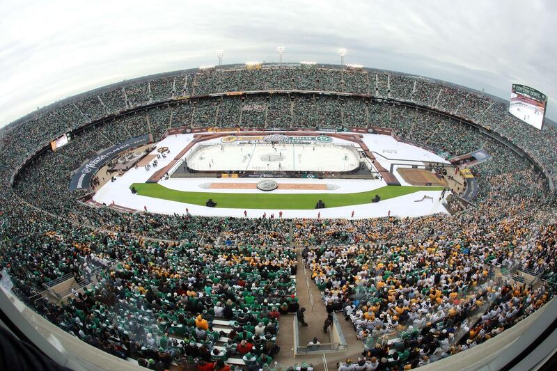 The NHL Winter Classic match between the Dallas Stars and the Nashville Predators at the Cotton Bowl in Texas on Wednesday, January 1. Getty