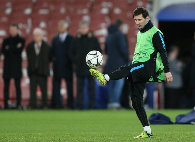 Football Soccer - FC Barcelona Training - Emirates Stadium, London, England - 22/2/16Barcelona's Lionel Messi during trainingAction Images via Reuters / Matthew ChildsLivepicEDITORIAL USE ONLY.