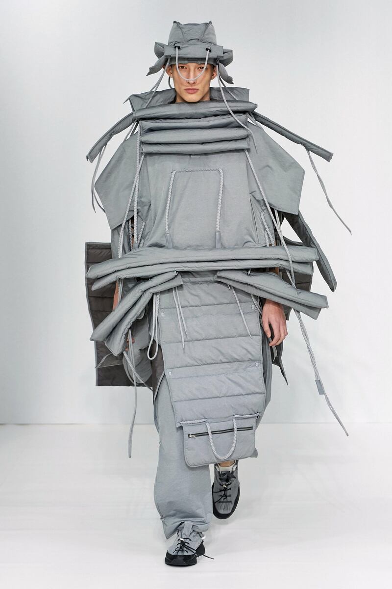 Like armour for the modern samurai, Craig Green made looks of out deconstruction bags
