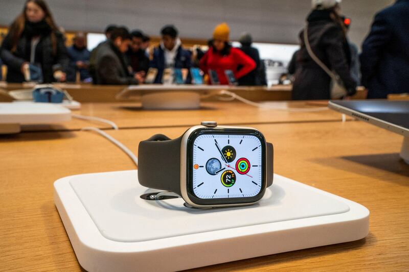 An Apple smartwatch is displayed at an Apple store in New York. Reuters