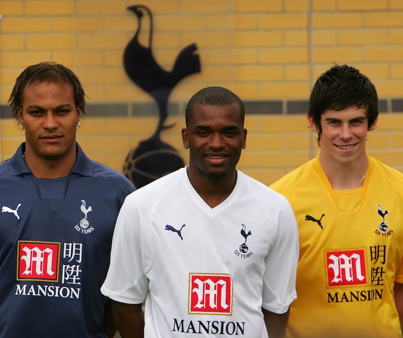 Left to right: New Tottenham signings Younes Kaboul, Darren Bent and Gareth Bale on July 5, 2007. Getty