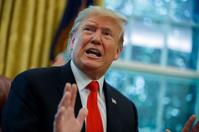 President Donald Trump talks with reporters after receiving a briefing on Hurricane Dorian in the Oval Office of the White House, Wednesday, Sept. 4, 2019, in Washington. American farmers have not just endured retaliatory tariffs from China and other nations. Theyâ€™ve had to watch as competitors used free trade agreements to make inroads into Japan, a historically protectionist market. (AP Photo/Evan Vucci)