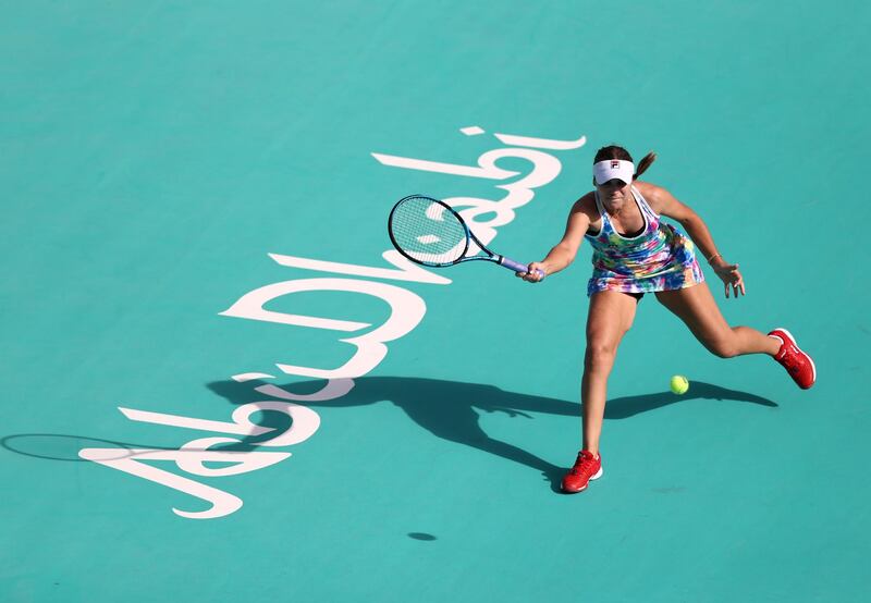 Sofia Kenin of USA in action during her Women's Singles match on Day Two of the Abu Dhabi WTA Women's Tennis Open. Getty Images