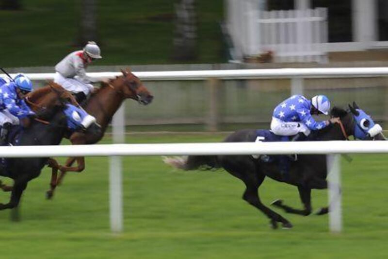Mkeefa, ridden by Neil Callan, won The President of the UAE Cup at Newmarket in July 2012.
