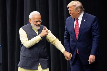 US President Donald Trump and Indian Prime Minister Narendra Modi are set to inaugurate the world's largest cricket stadium in Ahmedabad at the end of this month. AFP 