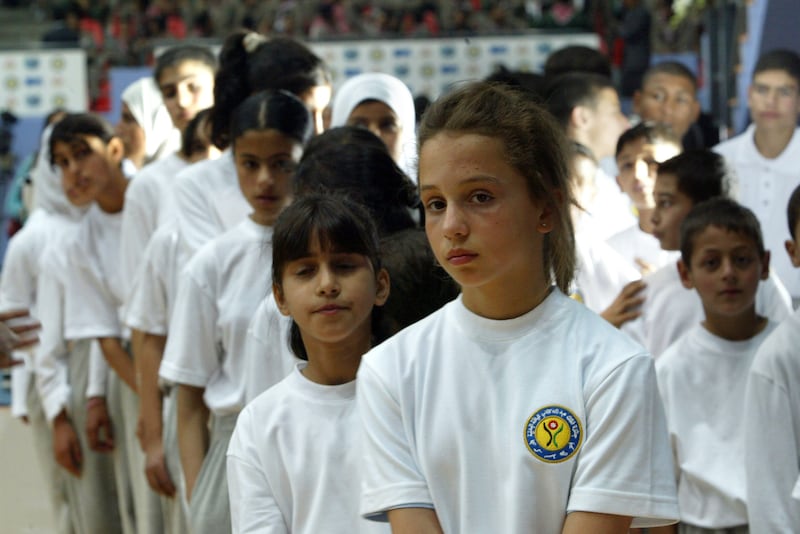 Princess Iman, centre, looks on during the King Abdullah II award ceremony for physical fitness in 2008. Getty Images