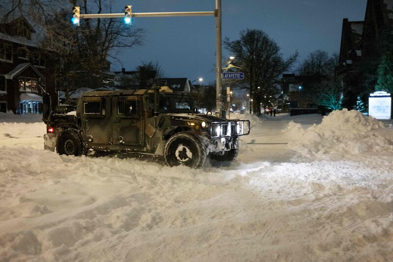 A National Guard patrol in snowbound Buffalo. AFP