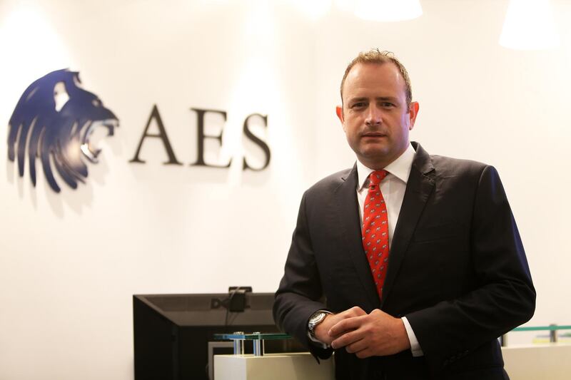 DUBAI , UNITED ARAB EMIRATES Ð April 21 , 2015 : Sam Instone , Chief Executive Officer of AES International at his office in Emaar Square in Dubai. ( Pawan Singh / The National ) For Business. Story by Mahmoud Kassem

 *** Local Caption ***  PS2104- SAM INSTONE09.jpg