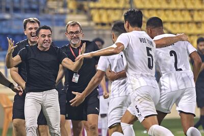 Xavi celebrates a goal for his team Al Sadd. AFP