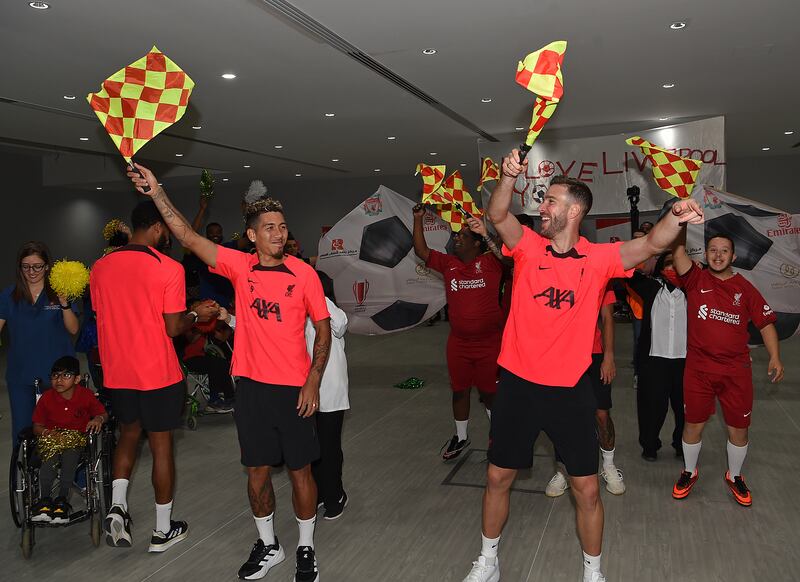 Adrian, Roberto Firmino, Kostas Tsimikas, James Milner and Joe Gomez interacted with kids in Dubai. Getty