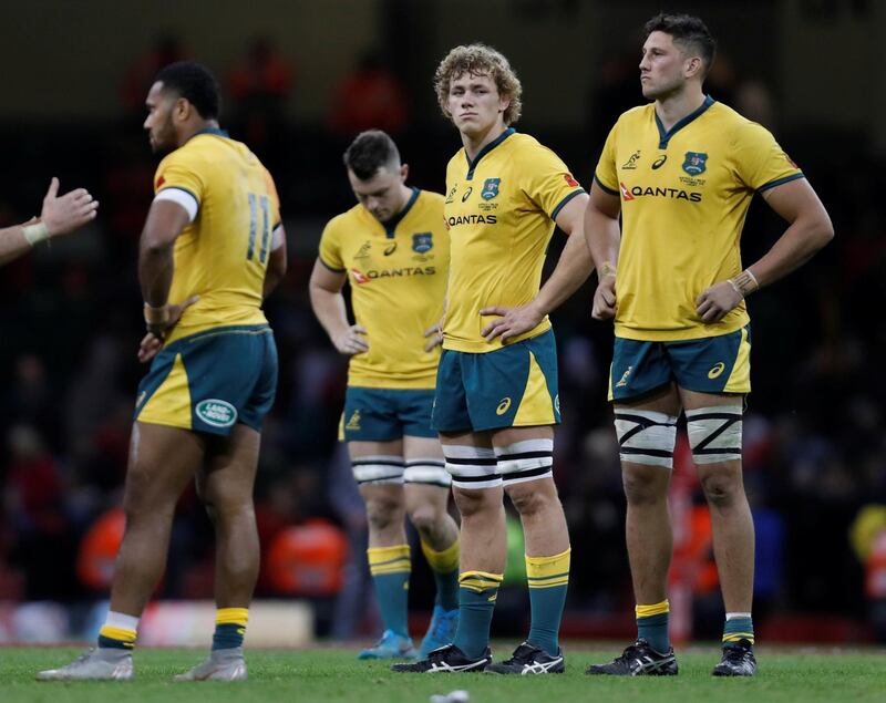 Rugby Union - Wales v Australia - Principality Stadium, Cardiff, Britain - November 10, 2018   Australia players look dejected after the match    Action Images via Reuters/Paul Childs