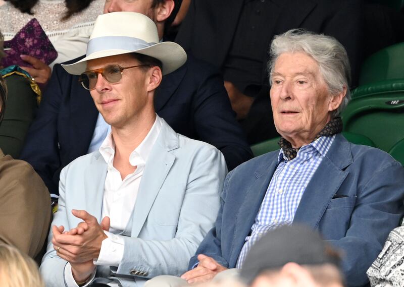 Benedict Cumberbatch and his father Timothy Carlton attend day eight of the Wimbledon Tennis Championships at the All England Lawn Tennis and Croquet Club  in London.