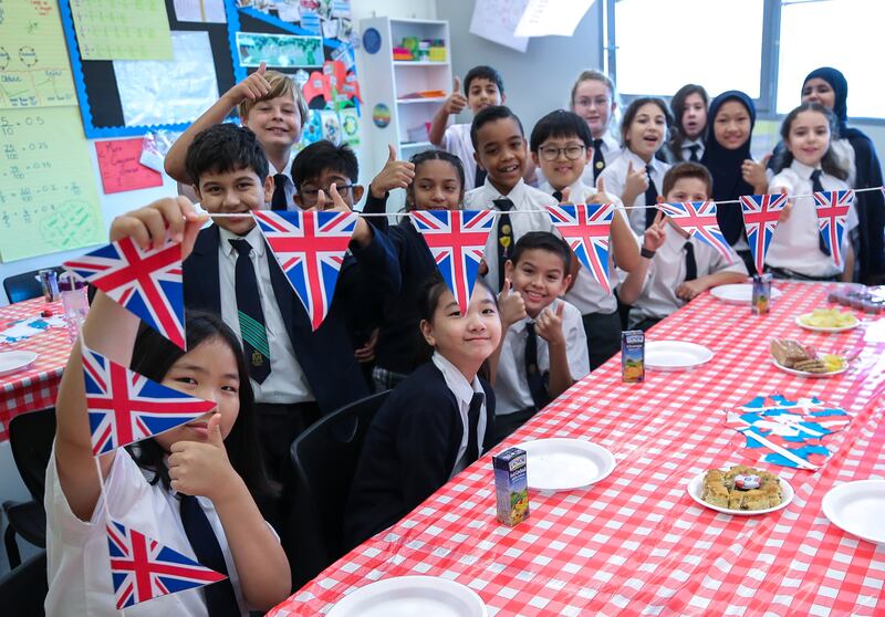 Pupils at Repton School Abu Dhabi recreated classic British street parties in the classroom. Victor Besa / The National