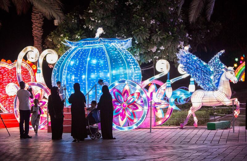  DUBAI, UNITED ARAB EMIRATES- Dubai Garden Glow opens to the public with diffrent lights on display.  Leslie Pableo for The National
