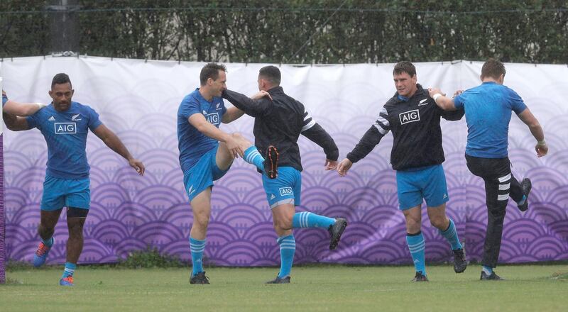 New Zealand players during training. AP