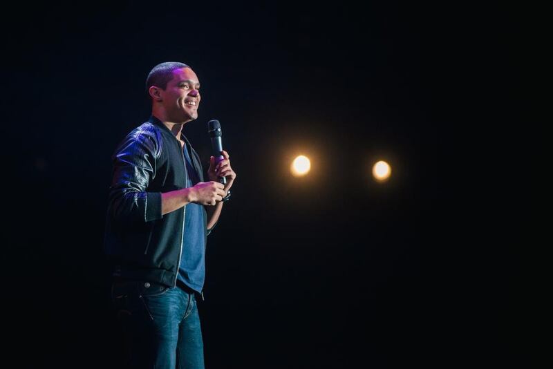 South African comedian and presenter of The Daily Show Trevor Noah during the final night of the 2015 Dubai Comedy Fest at Skydive Dubai. Alex Atack for The National