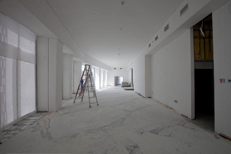 Dubai, United Arab Emirates - June 11 2013 - The interior of the 72nd floor penthouse apartment at the Cayan Tower in the Dubai Marina.  (Razan Alzayani / The National)