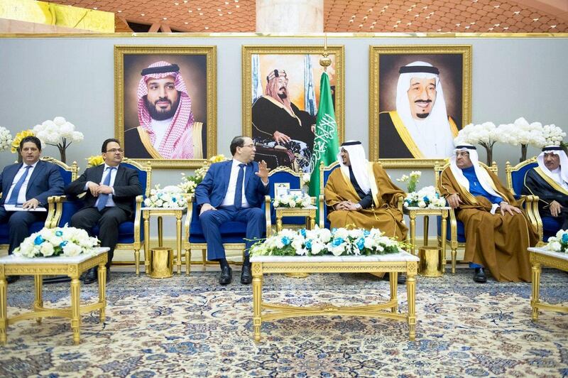 Tunisian Prime Minister Youssef Chahed arrives in Riyadh, Saudi Arabia. Saudi Press Agency