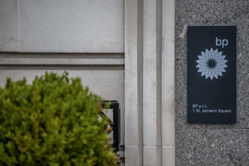 A sign sits on the offices of BP Plc in London, U.K., on Tuesday, March 10, 2020. While the U.K. authorities have abandoned efforts to contain the coronavirus, focusing on delaying the worst of the outbreak, financial-services companies are grappling with policy as several offices cope with health scares. Photographer: Chris J. Ratcliffe/Bloomberg