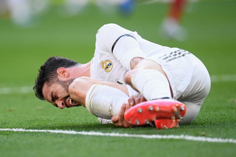 Real Madrid's Spanish defender Dani Carvajal during the La Liga match against Atletico Madrid at the Santiago Bernabeu on Saturday. AFP