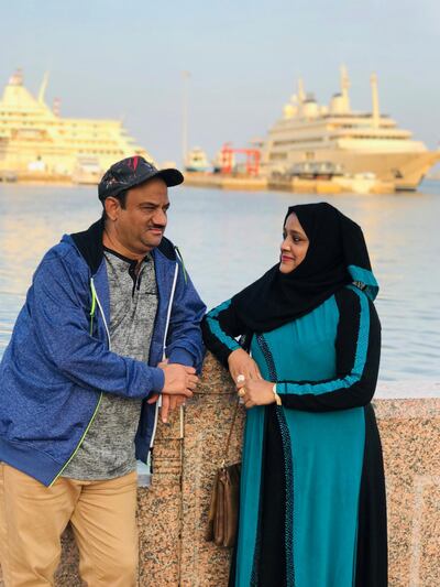 Firoz Khan and Reshma Pathan in Oman. The couple died in the crash and their son Zidan Firoz Pathan survived. Courtesy: Zidan Firoz Pathan