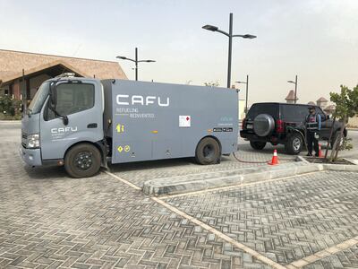 You can even have your petrol delivered to your door in the UAE, courtesy of Cafu. Adam Workman / The National