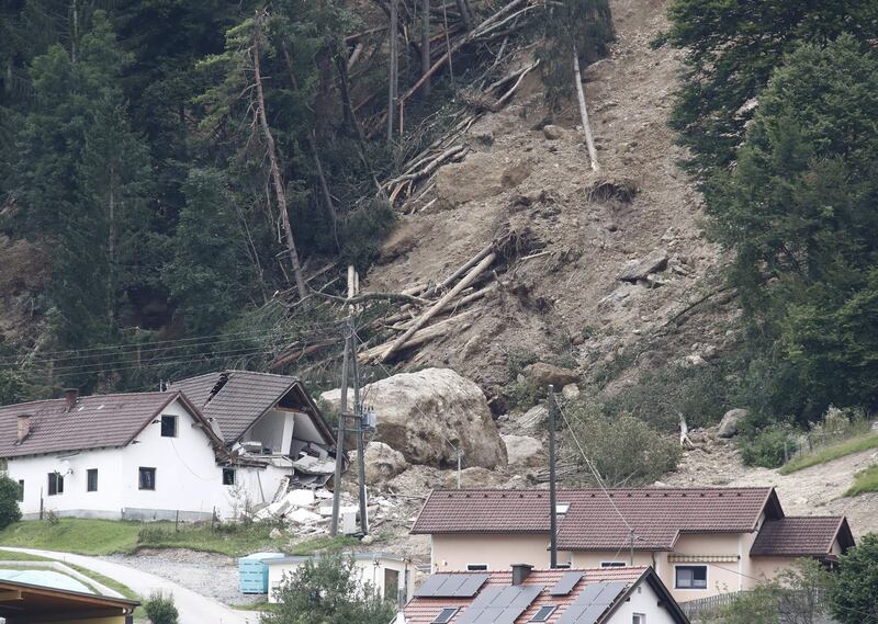 A mudslide in Rottenstein, after heavy rainfall in southern Austria. AFP