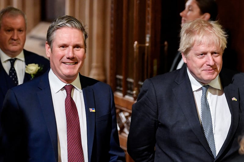 Mr Starmer and then-prime minister Boris Johnson attend the State Opening of Parliament in May 2022
